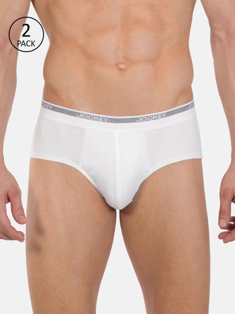 

Jockey Men Pack of 2 White Pure Cotton Solid Modern Fit Basic Briefs 8037-0205