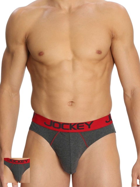 

Jockey Men Pack of 2 Charcoal Grey Modern Briefs US17-0205