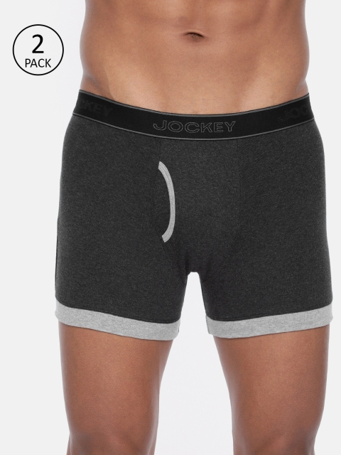 

Jockey Men Pack of 2 Solid Charcoal Grey Trunks 1017-0205