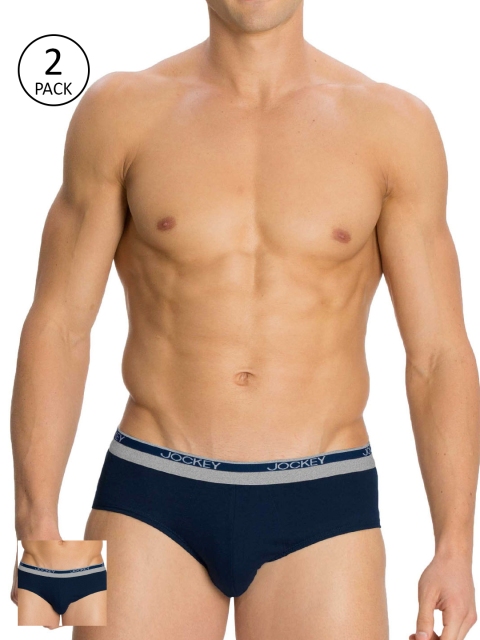 

Jockey Men Pack of 2 Navy Blue Solid Briefs 8037-0205