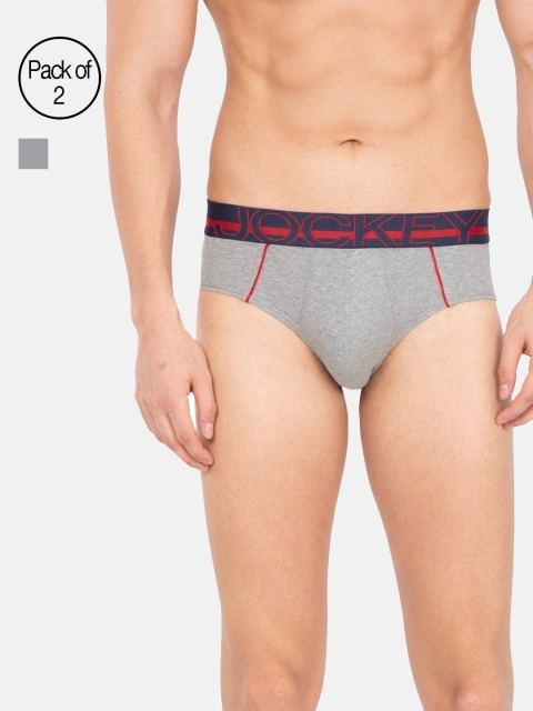 

Jockey Men Pack of 2 Grey Melange Solid Bold Briefs US14-0205