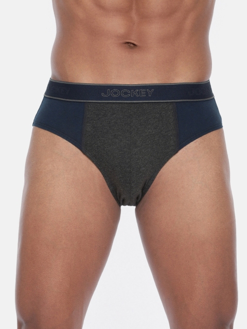 

Jockey Men Navy & Charcoal Grey Colourblocked Briefs 1011-0105, Navy blue