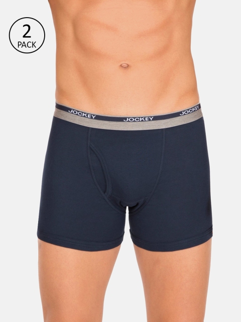 

Jockey Men Pack of 2 Navy Blue Solid Trunks 8009-0205