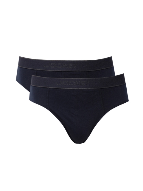 

Jockey Men Pack of 2 Navy-Blue Solid Basic Briefs 1010-0205