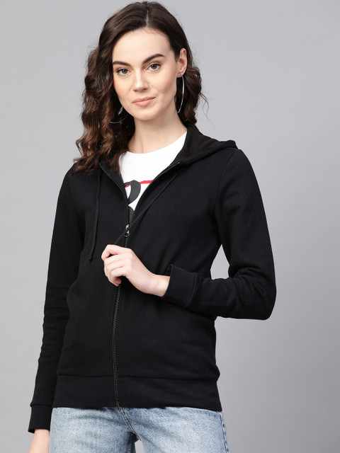 

Van Heusen Woman Black Solid Hooded Sweatshirt