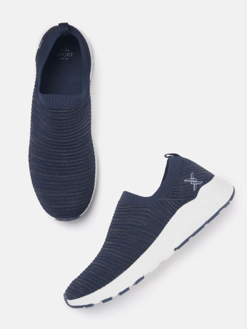 

Carlton London sports Men Navy Blue Self-Striped Running Shoes