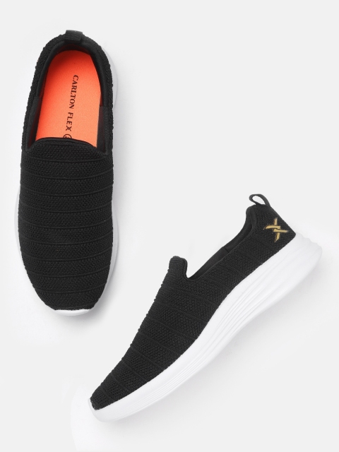 

Carlton London sports Men Black Slip-On Running Shoes