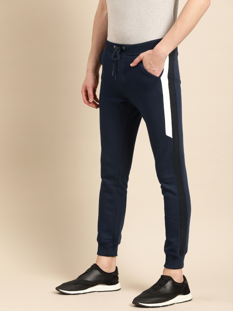 

ether Men Navy Blue Solid Slim Fit Cropped Joggers