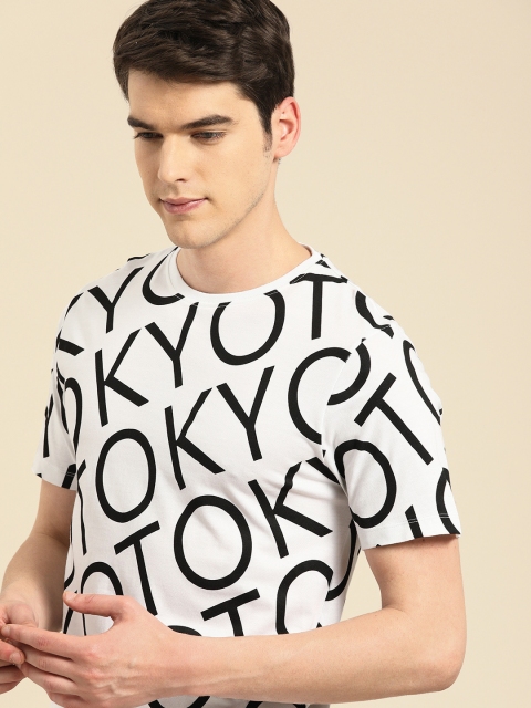 

ether Men White & Black Printed Round Neck T-shirt