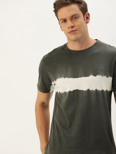 

ether Men Charcoal Grey & White Striped Round Neck T-shirt