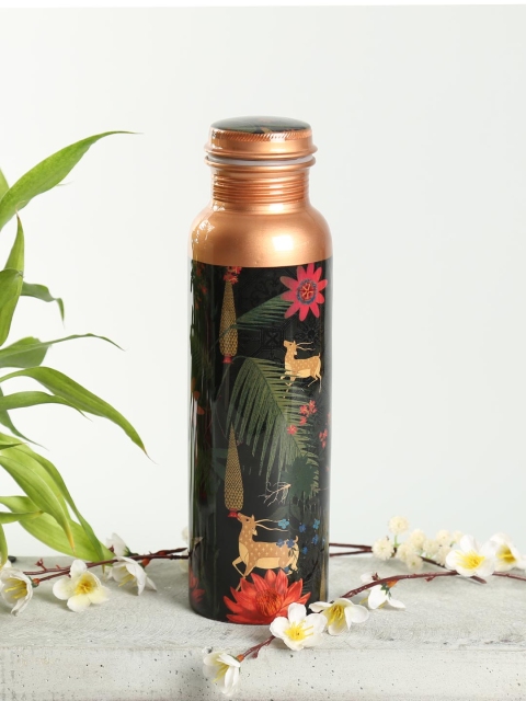 

India Circus by Krsnaa Mehta Copper-Toned & Black Printed Water Bottle 1000 ml
