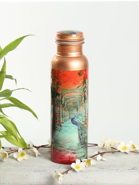 

India Circus by Krsnaa Mehta Copper-Toned & Green Printed Water Bottle 1000 ml