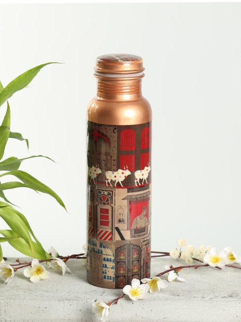 

India Circus by Krsnaa Mehta Copper-Toned & Brown Printed Water Bottle 1000 ml