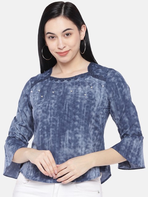 

Just B Women Blue Printed Top