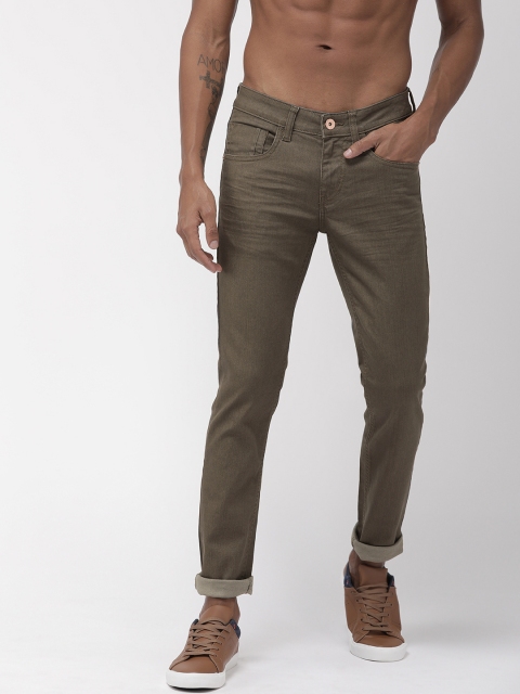 

Flying Machine Men Olive Green Jackson Skinny Fit Mid-Rise Clean Look Stretchable Jeans