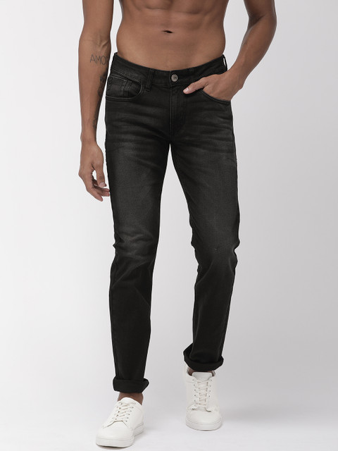 

Flying Machine Men Black Micheal Slim Tapered Fit Mid-Rise Clean Look Stretchable Jeans