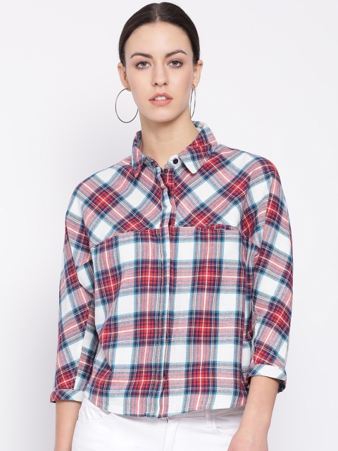 

Oxolloxo Women White Checked Shirt Style Top