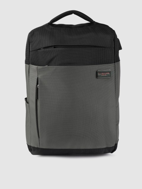 

U.S. Polo Assn. Unisex Grey & Black Colourblocked Backpack