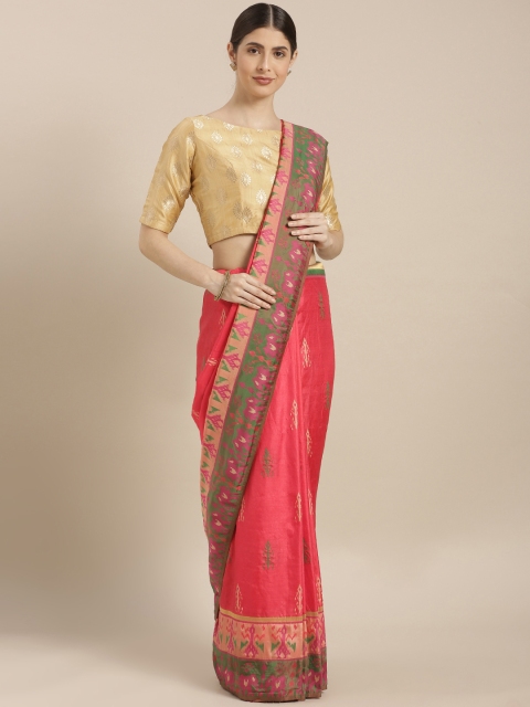 

GoSriKi Red & Green Art Silk Woven Design Saree
