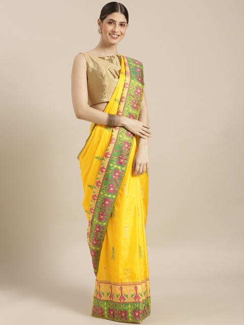 

GoSriKi Yellow & Green Art Silk Woven Design Saree