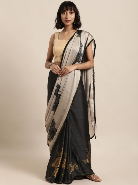 

Satrani Black Solid Poly Chiffon Saree