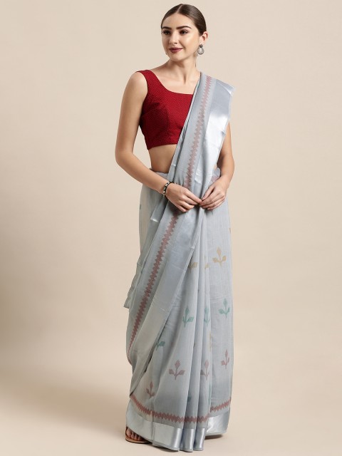 

Satrani Grey Printed Silk Cotton Saree
