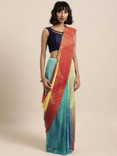 

Satrani Multicoloured Printed Poly Georgette Saree, Multi