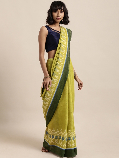 

Satrani Green Solid Polycotton Saree
