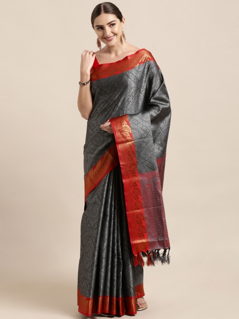 

Satrani Grey Poly Silk Woven Design Banarasi Saree