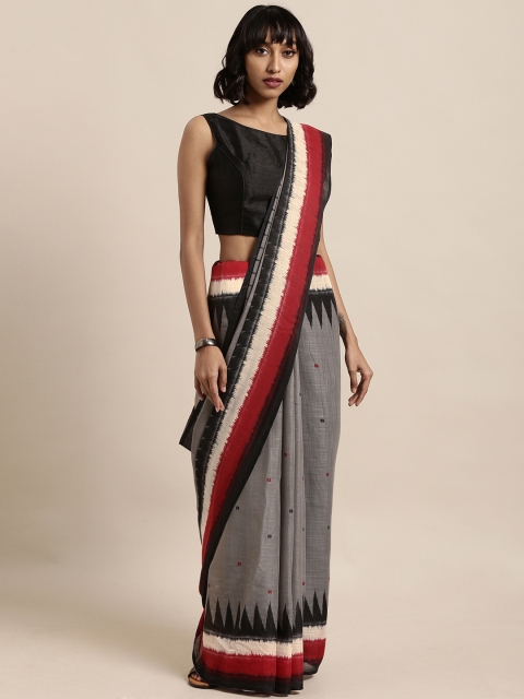 

Satrani Grey Printed Polycotton Saree