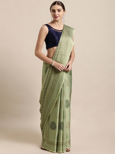 

Satrani Green Woven Design Poly Chiffon Saree