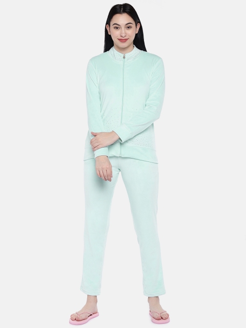 

Sweet Dreams Women Sea Green Solid Night Suit 8905017347532
