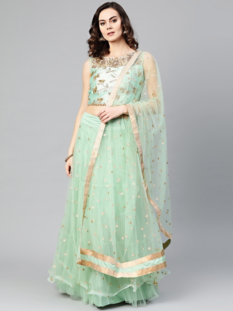 

Chhabra 555 Women Green Made to Measure Printed Lehenga & Choli with Dupatta