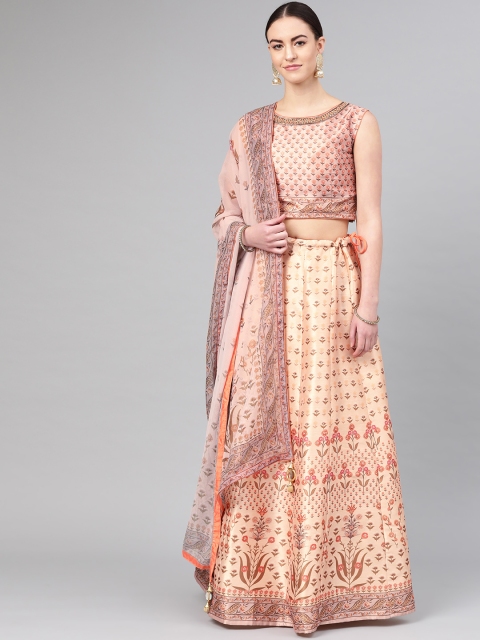 

Chhabra 555 Women Peach-Coloured Made to Measure Printed Lehenga & Choli with Dupatta