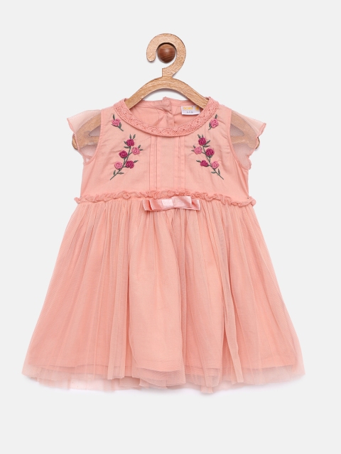 

Aomi Girls Pink Embroidered Fit and Flare Dress