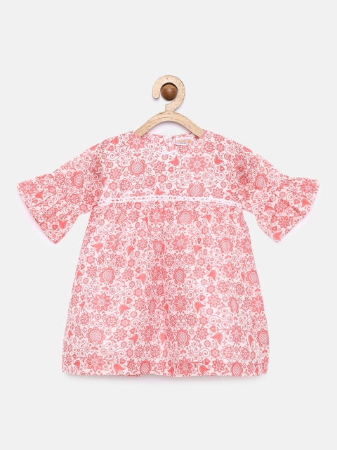 

Aomi Infants White & Pink Printed A-Line Dress