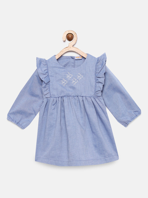 

Aomi Girls Blue Solid Fit and Flare Dress