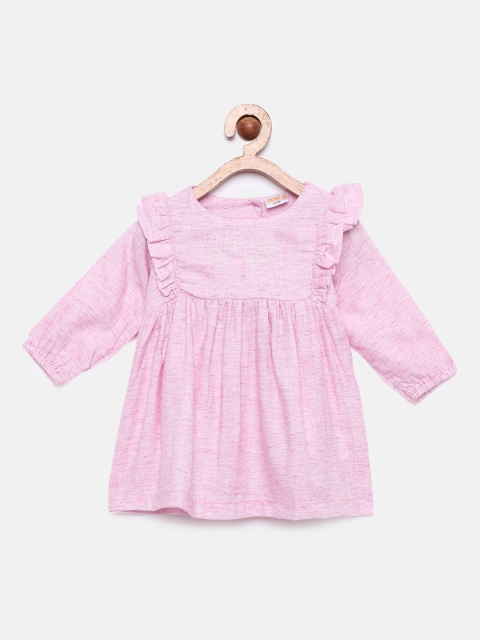 

Aomi Girls Pink Solid Fit and Flare Dress