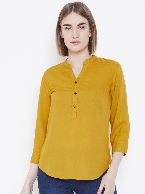 

Deewa Women Mustard Yellow Shirt Style Top