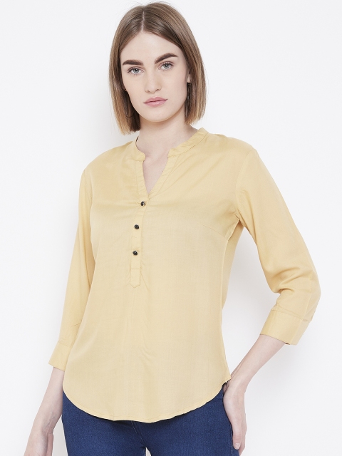 

Deewa Women Beige Solid Shirt Style Top