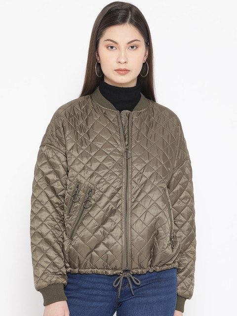 

Vero Moda Women Olive Green Solid Quilted Jacket