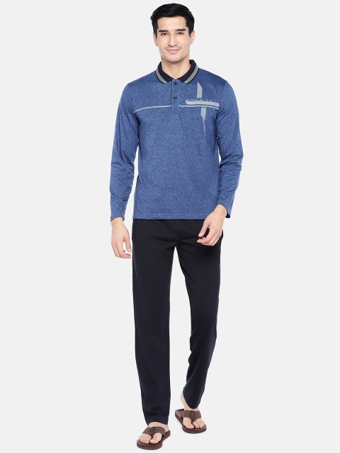 

Sweet Dreams Men Navy Blue Solid Night Suit