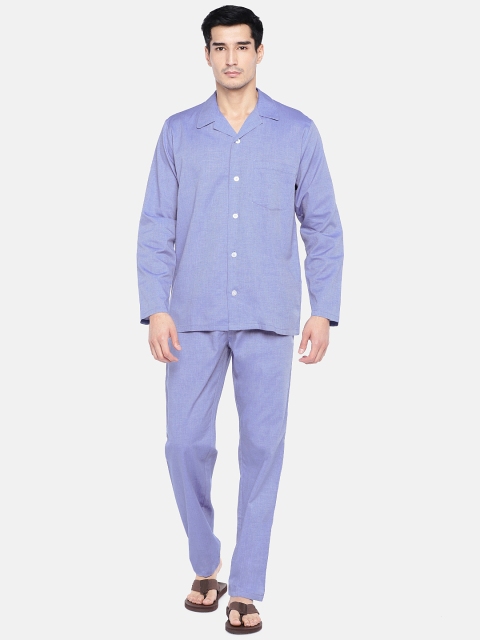 

Sweet Dreams Men Blue Solid Night Suit