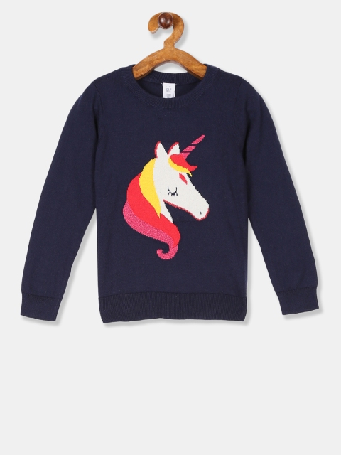 

GAP Baby Girl's Fuzzy Graphic Sweater, Navy blue
