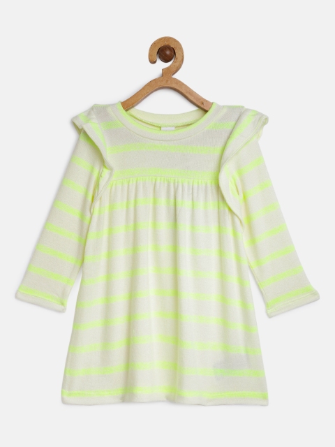 

GAP Baby Girl's Off-White & Green Ruffle Softspun Dress