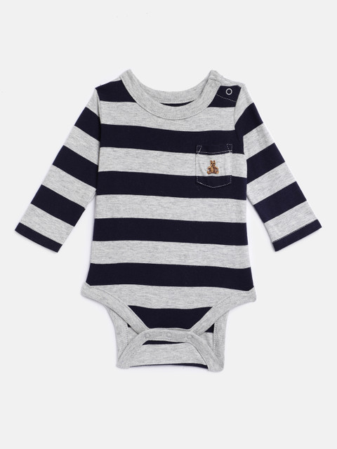 

GAP Baby Boy's Grey & Navy Blue Brannan Bear Stripe Bodysuit