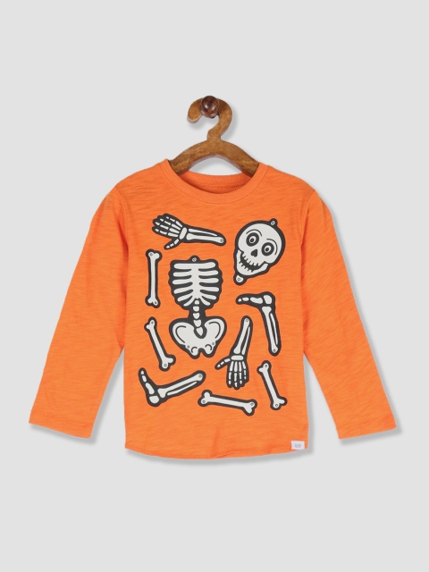 

GAP Boys Orange Printed Glow In Dark Round Neck T-shirt