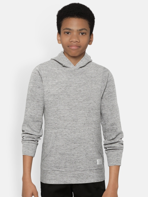 

GAP Boys Waffle-Knit Hoodie Sweatshirt, Grey melange