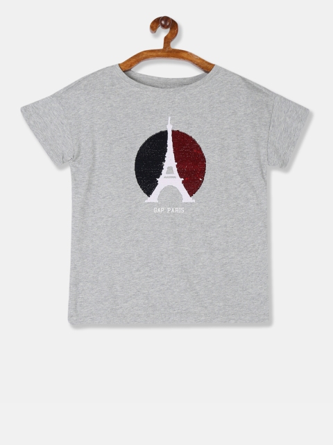 

GAP Girls Grey Flip Sequinned Round Neck T-shirt