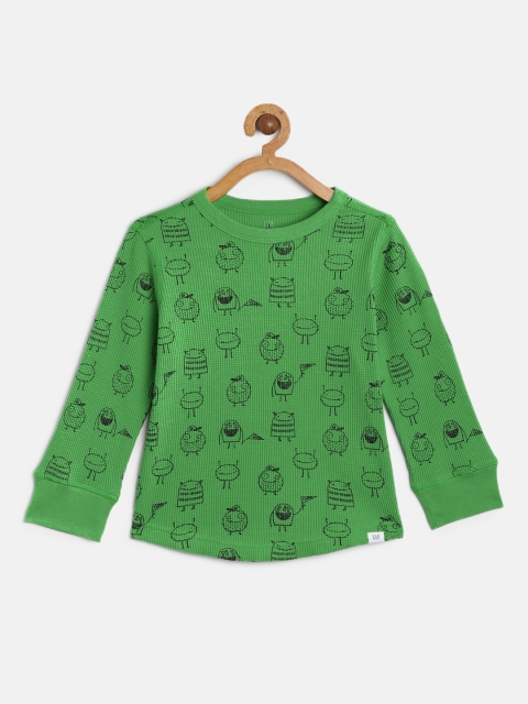 

GAP Boys Green Printed Round Neck T-shirt